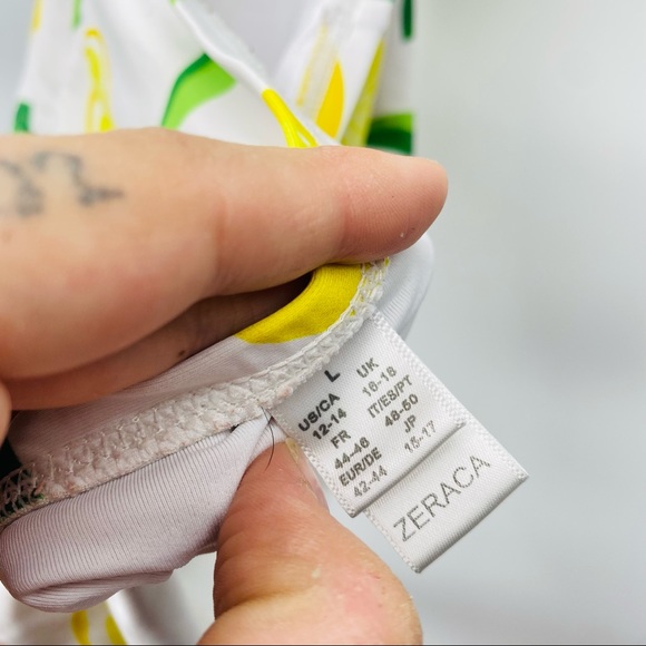 ZERACA Citrus Lemon Printed Wrap Swimsuit L - Picture 4 of 5